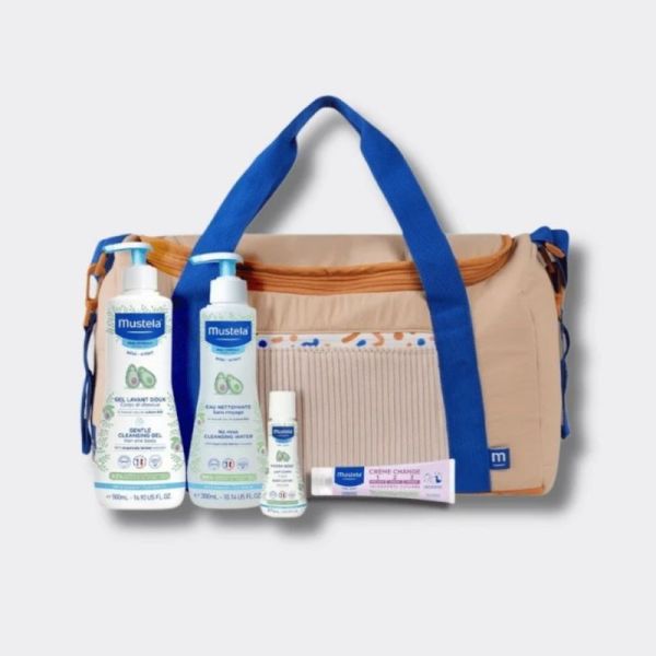 Mustela Sac à langer Mes premiers produits Coffret 4 soins - Idéal pour la maternité et les premières sorties de bébé