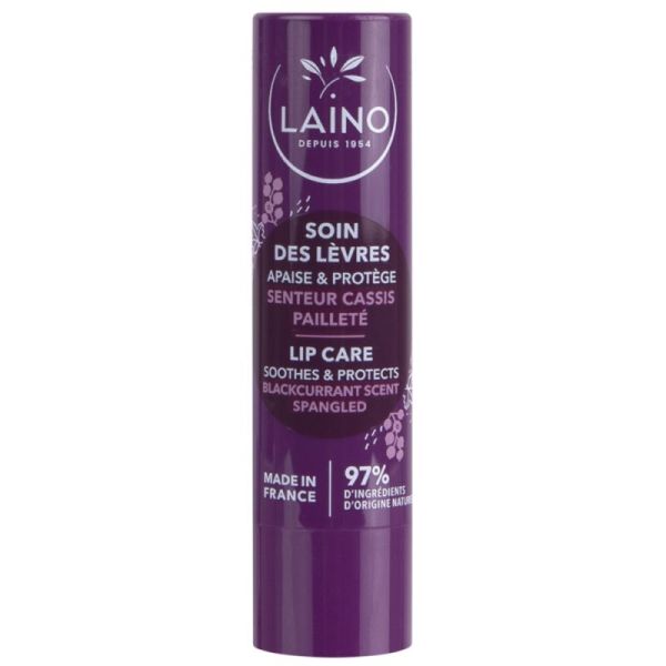 Laino Stick Soin des Lèvres - 4g - Senteur : Cassis Pailleté - Répare, protège et adoucit les lèvres
