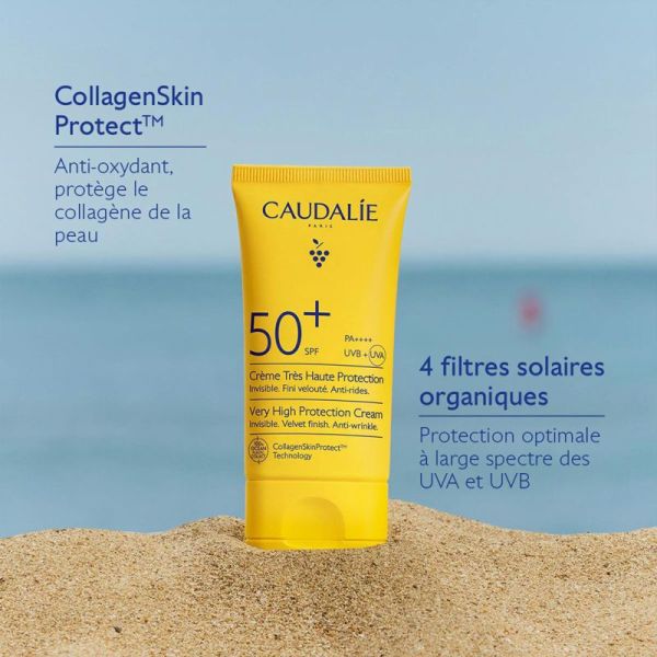 Caudalie Soins Solaires Crème Très Haute Protection SPF50+ 50ml – Protection et jeunesse