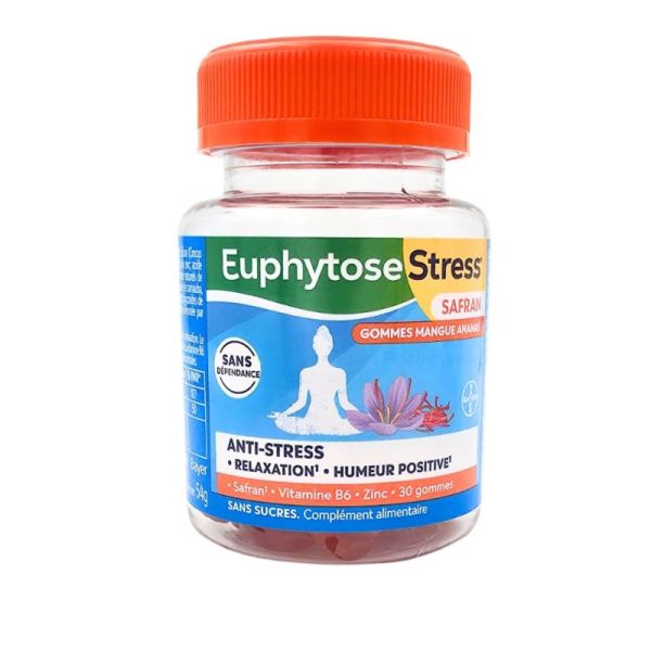 Bayer Euphytose Stress Safran 30 gommes mangue ananas - Anti-stress et relaxation