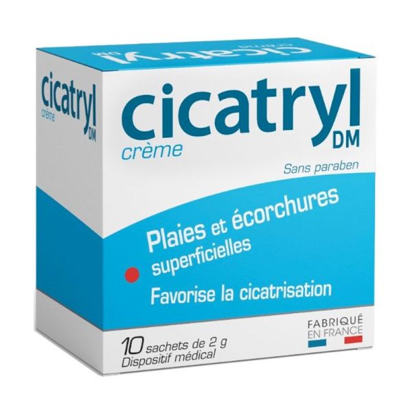 Pierre Fabre - Cicatryl DM Crème Cicatrisante - Cicatrise les Plaies Superficielles - 10 Sachets de 2g