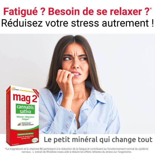 Mag2 Cannabis Sativa 30 Comprimés - Détente et relaxation, réduit la fatigue