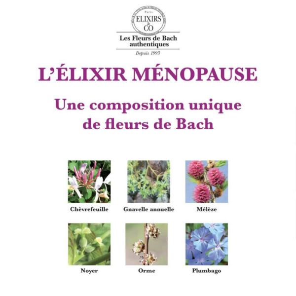 Elixirs & Co Élixir Bio Ménopause Fleurs de Bach 20ml – Équilibre et féminité