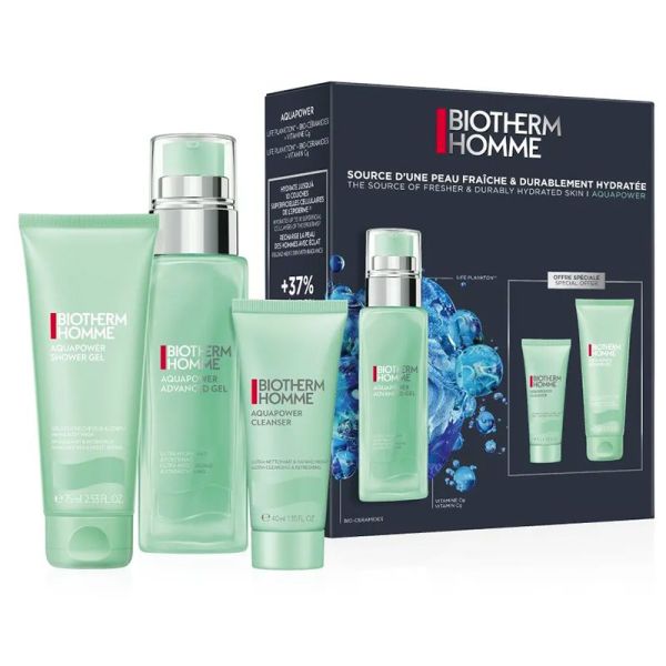 Biotherm Coffret Aquapower - Advanced Gel 75ml + Gel Douche 75ml + Nettoyant Visage 40ml