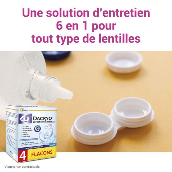 Dacryo Entretien des Lentilles - Lot de 4 x 360 ml - Solution complète pour un confort optimal