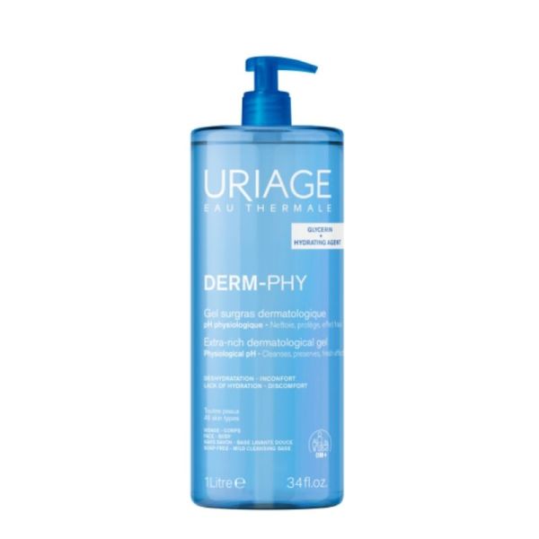 Uriage Derm-Phy Gel surgras dermatologique 1L - Nettoie, hydrate et protège toute la famille