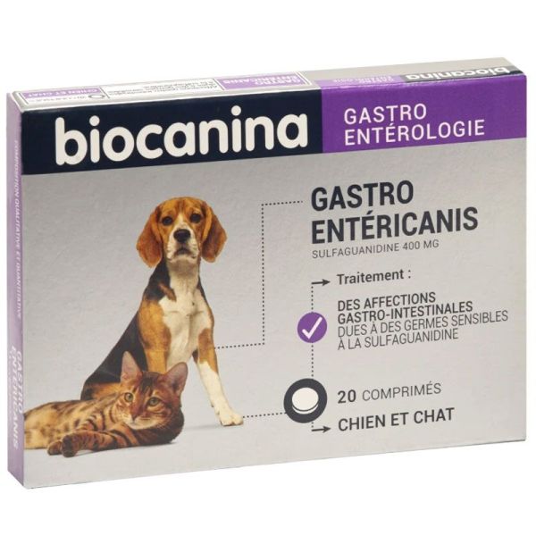 Biocanina Gastroentericanis 400mg 20 comprimés Chien & Chat - Affections gastro-intestinales