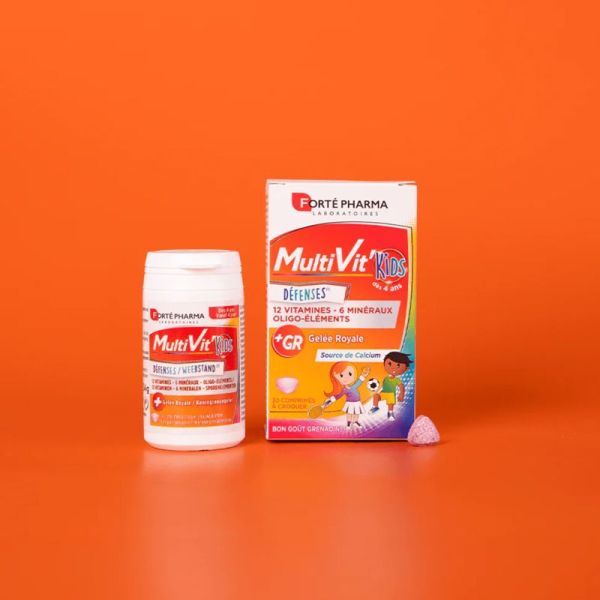 Forté Pharma MultiVit'Kids Défenses - 30 Comprimés à Croquer - Énergie, croissance et immunité des enfants