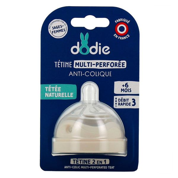 Dodie Tétine de Rechange Multi-Perforée - Anti-Colique - Débit Rapide - +6 mois