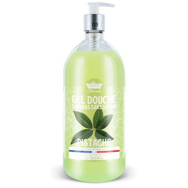 Les Petits Bains de Provence Gel Douche - 1 Litre - Pistache - Hydratant, Doux et Gourmand