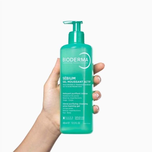 Bioderma Sébium Gel Moussant Actif 400ml – Nettoyant booster anti-imperfections