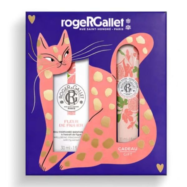 Roger&Gallet Coffret Noël Fleur de Figuier 2 pièces Eau parfumée Bienfaisante et Crème Mains Bienfaisante - Parfum et soin des mains relaxants