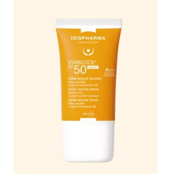 ISISPHARMA Uveblock Velvet SPF50 - 40ml – Crème mousse effet velours protection solaire invisible