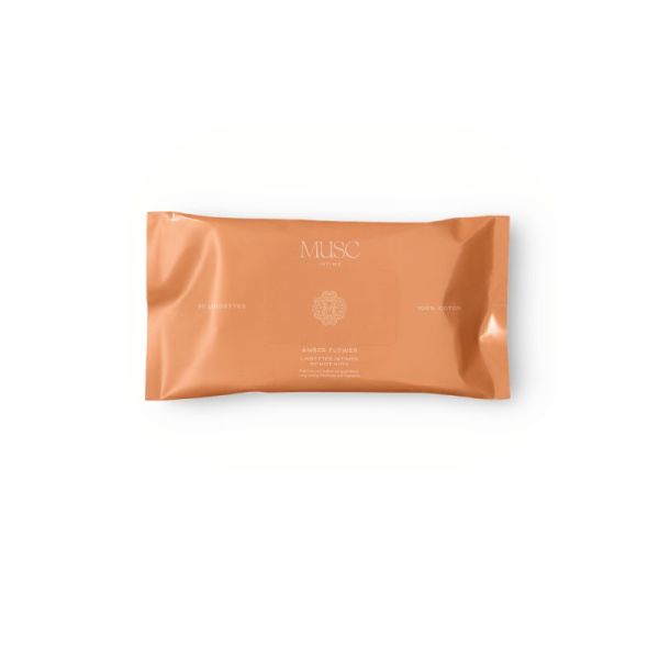 Musc Intime Amber Flower Lingettes Intimes x30 - 98% d'origine naturelle pour la fraîcheur intime au quotidien