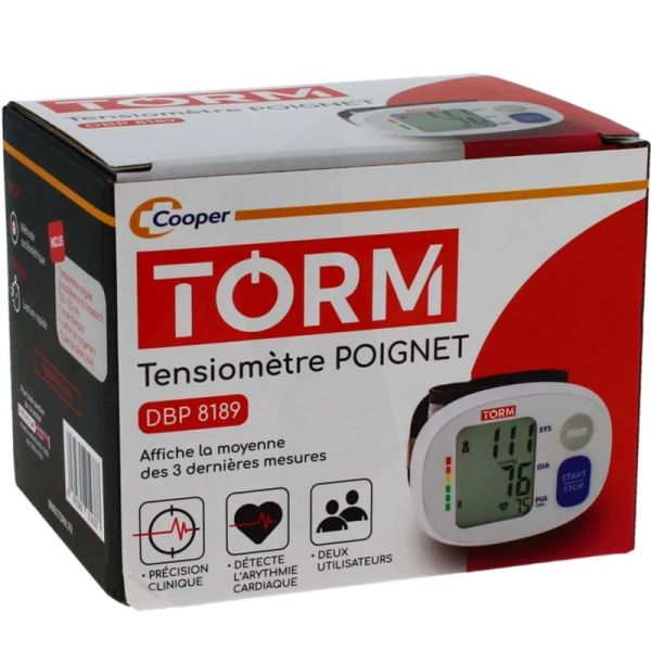 Torm Tensiomètre Poignet DBP 8189 - 1 unité - Mesure rapide et précise de la tension à domicile