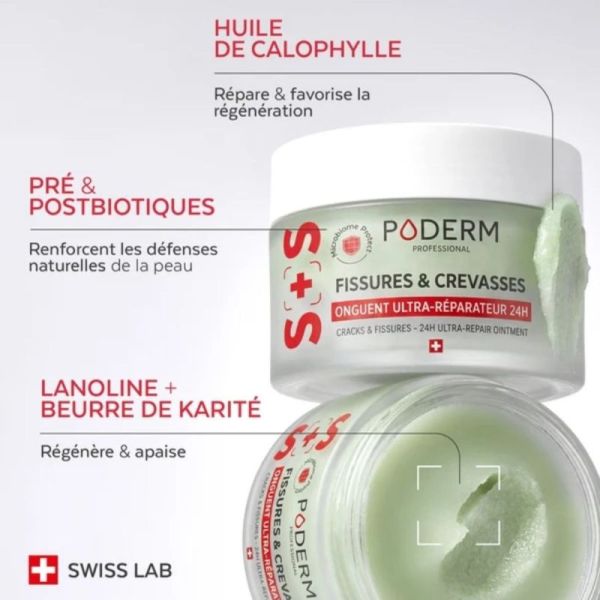 Poderm Onguent Ultra-Réparateur Fissures & Crevasses 25 g - Comble isole et répare