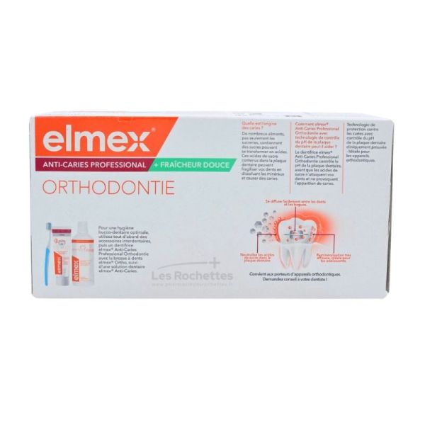 Elmex Dentifrice Anti-Caries Professional Orthodontie Goût Menthe - 2 x 75ml