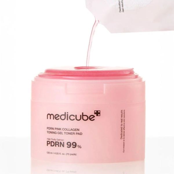 Medicube PDRN Pink Collagen Toning Gel Toner Pad Éclat & Fermeté - 120ml / 70 pads