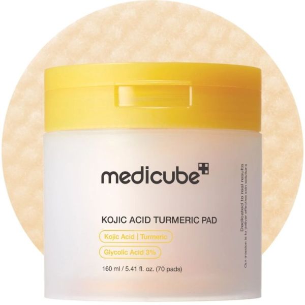Medicube Kojic Turmeric Pad 70 cotons - Disques exfoliants et éclat du teint