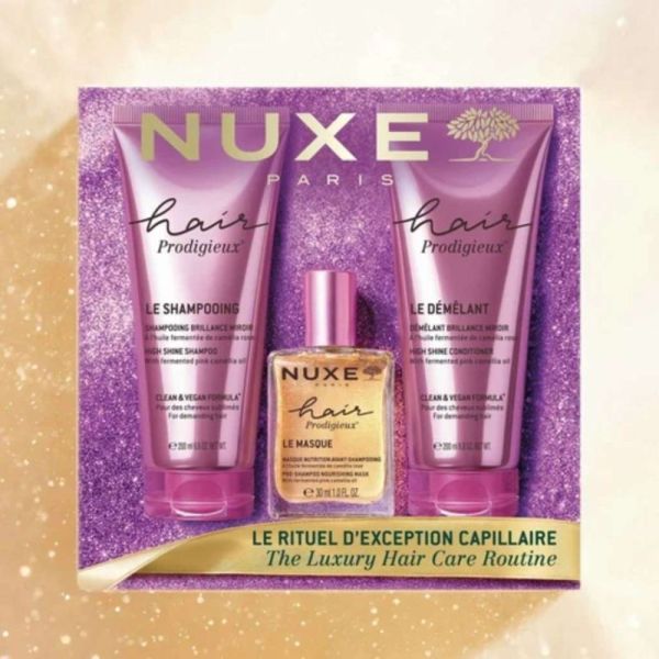 Nuxe Coffret Noël Hair Prodigieux Le Rituel d'Exception Capillaire 3 soins - Routine capillaire brillance et nutrition au parfum iconique