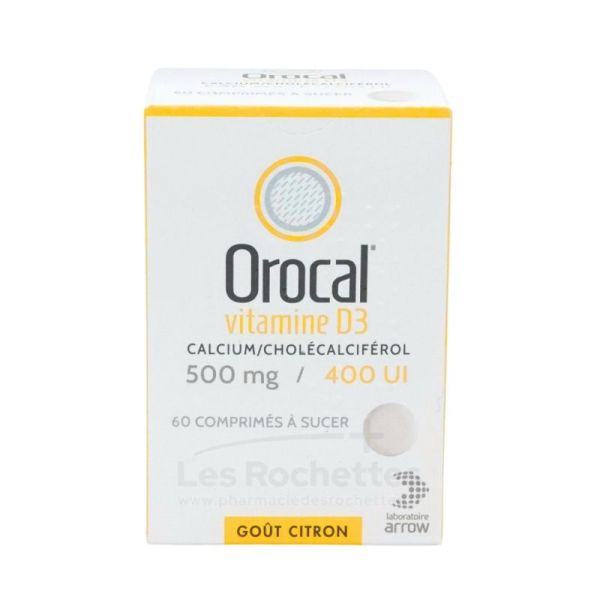Orocal vitamine D3 500mg/400 UI comprimés à sucer