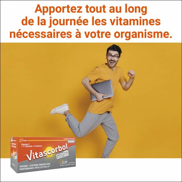 Vitascorbol Multi Adulte - 30 comprimés - Énergie et Immunité au Quotidien