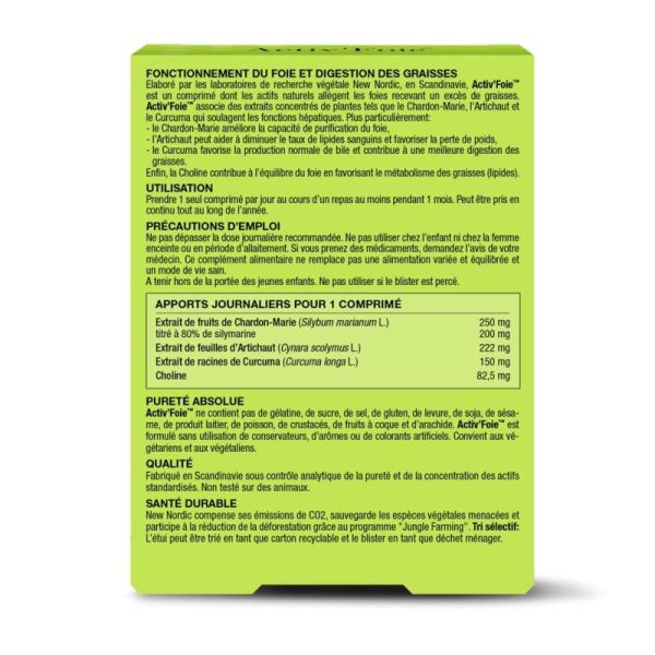 New Nordic Activ'Foie 90 Comprimés – Digestion des graisses et purification du foie