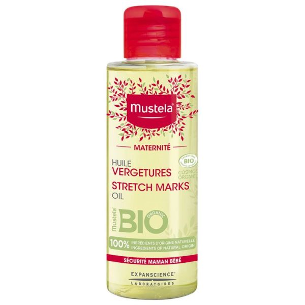 Mustela Maternité Huile Vergetures Sans Parfum Bio - 105 ml - Prévention naturelle et confort