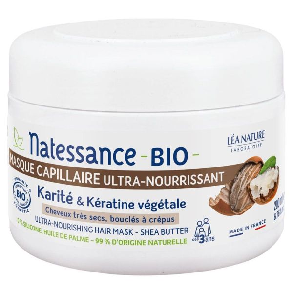 Natessance Masque Capillaire Ultra-Nourrissant Karité Bio & Kératine 