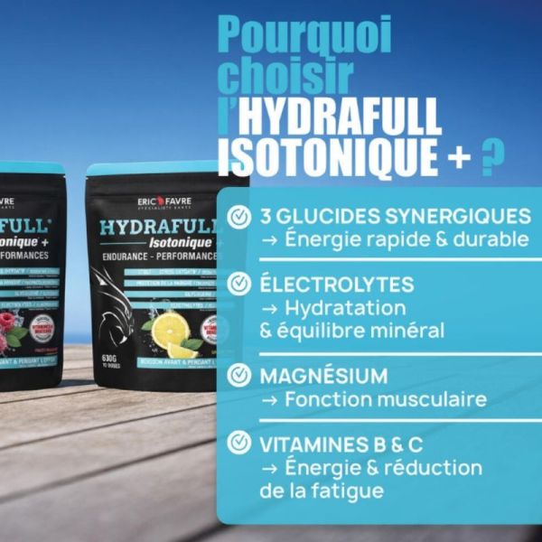 Eric Favre Hydrafull Isotonique + Citron 630g - Energie durable et hydratation optimale pour le sport