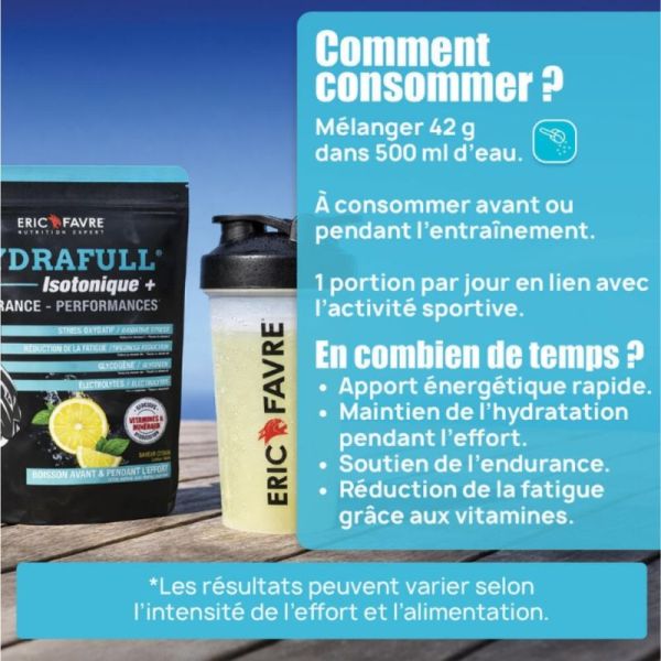 Eric Favre Hydrafull Isotonique + Citron 630g - Energie durable et hydratation optimale pour le sport