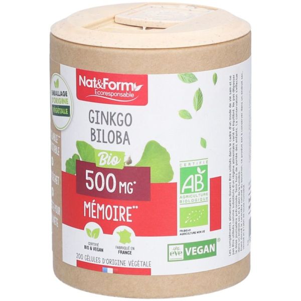 Nat&Form Ginkgo Biloba Bio - Soutien de la mémoire et des fonctions cognitives