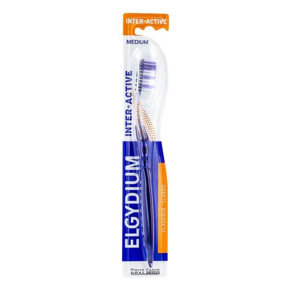 Elgydium Brosse à Dents Inter-Active Médium - Violet - Hygiène Dentaire Quotidienne