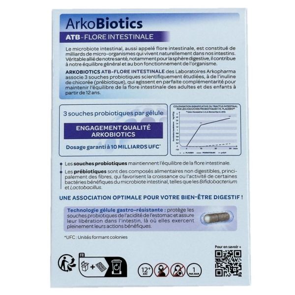 Arkopharma ArkoBiotics ATB Flore Intestinale 30 gélules - équilibre, protège et renforce le microbiote