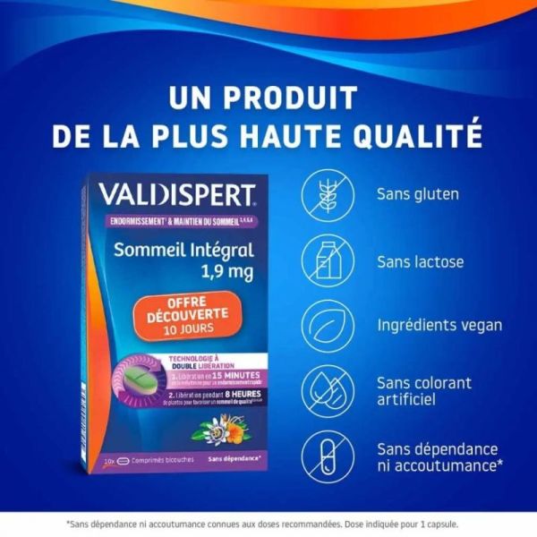 Valdispert Sommeil Intégral 10 Comprimés Offre Découverte - Endormissement rapide en 15 minutes et sommeil continu 8h