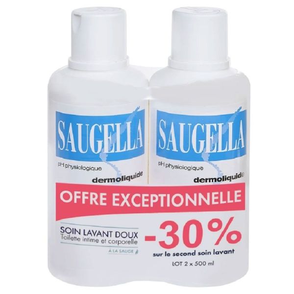 Saugella Dermoliquide Soin Lavant Intime et Corps Lot de 2 x 500ml