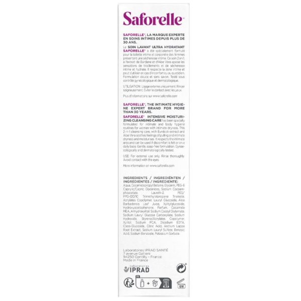 Saforelle Soin Lavant Ultra Hydratant 250 ml - Hygiène intime et corporelle peaux sèches et sensibles