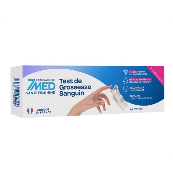 7MED Autotest de Grossesse Sanguin 1 Unité - Détéction précoce, indolore, réalisable à tout moment, résultat en 5 minutes