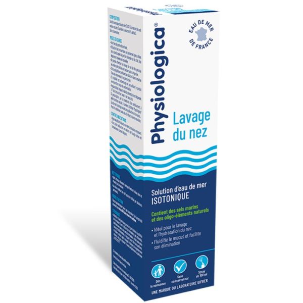 Gifrer Physiologica Spray Nasal Aloe Vera & Acide Hyaluronique - 120ml - Nettoie, hydrate et apaise