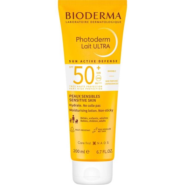 Bioderma Photoderm Lait ULTRA SPF50+ Non Parfumé 200ml – Très haute protection famille