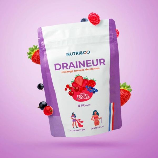 Nutri&Co Draineur Élimination & Ventre Plat 28 jours Fruits Rouges - 100g