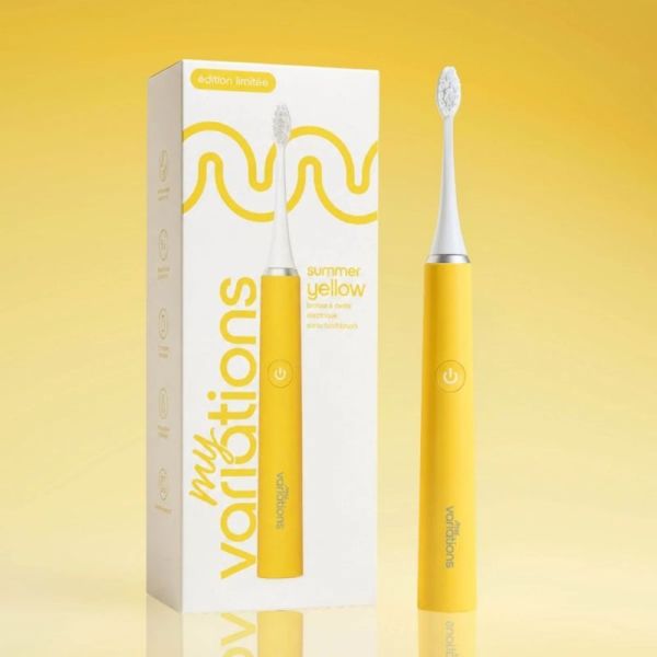 MyVariations Brosse à dents électrique sonique rechargeable en édition limitée jaune - 5 modes de brossage et autonomie de 30 jours