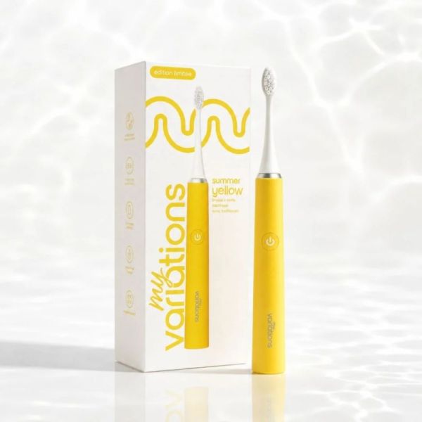 MyVariations Brosse à dents électrique sonique rechargeable en édition limitée jaune - 5 modes de brossage et autonomie de 30 jours