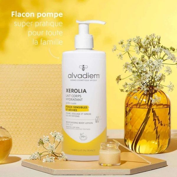 Alvadiem Xérolia Lait Corps à la Gelée Royale -  Hydrate et Stimule la Régénération Cellulaire - 400ml