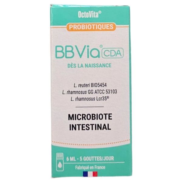 Octovita BBVia CDA Gouttes 6ml - Pour bébés dès la naissance, microbiote intestinal, complément alimentaire