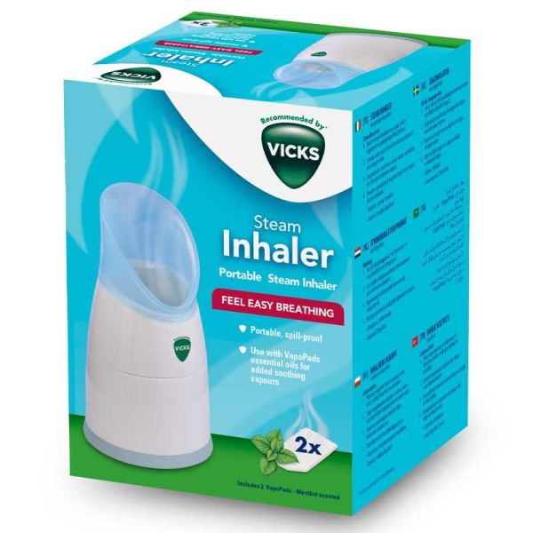 Vicks Inhalateur à Vapeur Portable, 2 Vapopads inclus - Dégagement des voies nasales