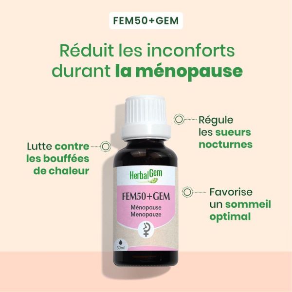 HerbalGem Fem50+Gem Bio 15ml – Confort ménopause et sommeil