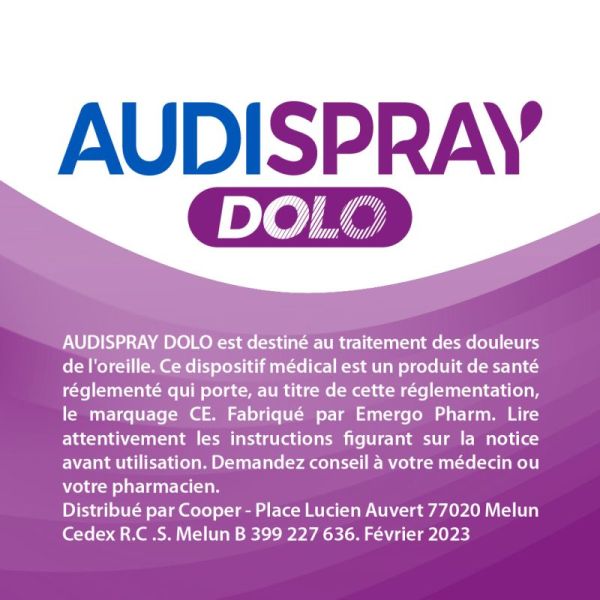 Audispray Dolo - 15 ml - Traitement contre les douleurs auriculaires, soulagement immédiat