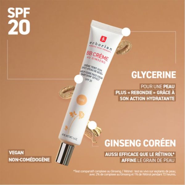 Erborian BB Crème au Ginseng 15ml Teinte Doré – Crème de teint soin effet peau de bébé format voyage