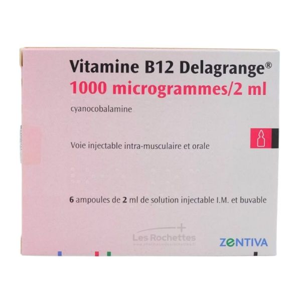 Vitamine B12 Delagrange 1000μg/2ml - 6x2 ml - Carence en vitamine B12